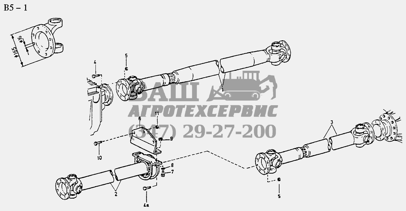 4x2, 6x2 PROPELLER SHAFTS 266/290/N56/4x2 (planar flange) (B5-1-1) Sinotruk 4x2 Tractor (371)