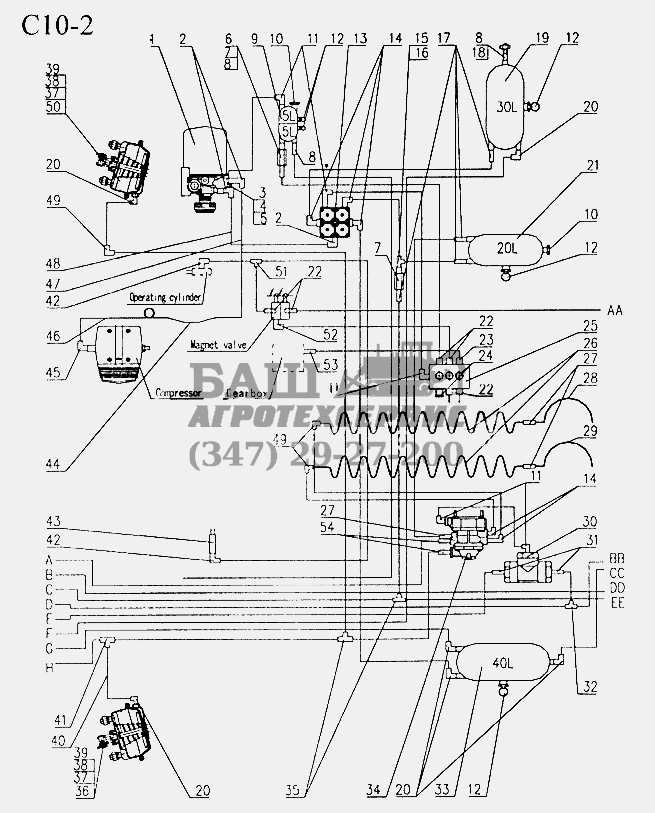 BRAKE PARTS IN FRONT SECT OF CHASSIS (C10-2) Sinotruk 6x4 Tractor (371)