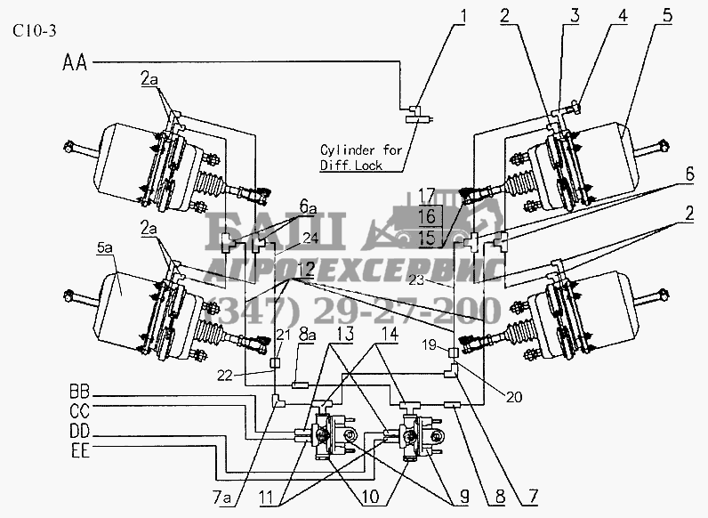 BRAKE PARTS IN REAR SECT OF CHASSIS (C10-3) Sinotruk 4x2 Tractor (371)