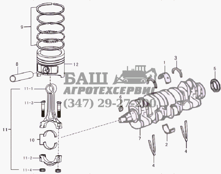 Crankshaft and piston rod LF-7130A1 
