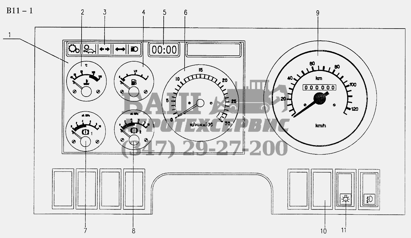 CENTRAL CONTROL ELECTRICAL DASHBOARD I (B11-1) Sinotruk 6x4 Tractor (371)