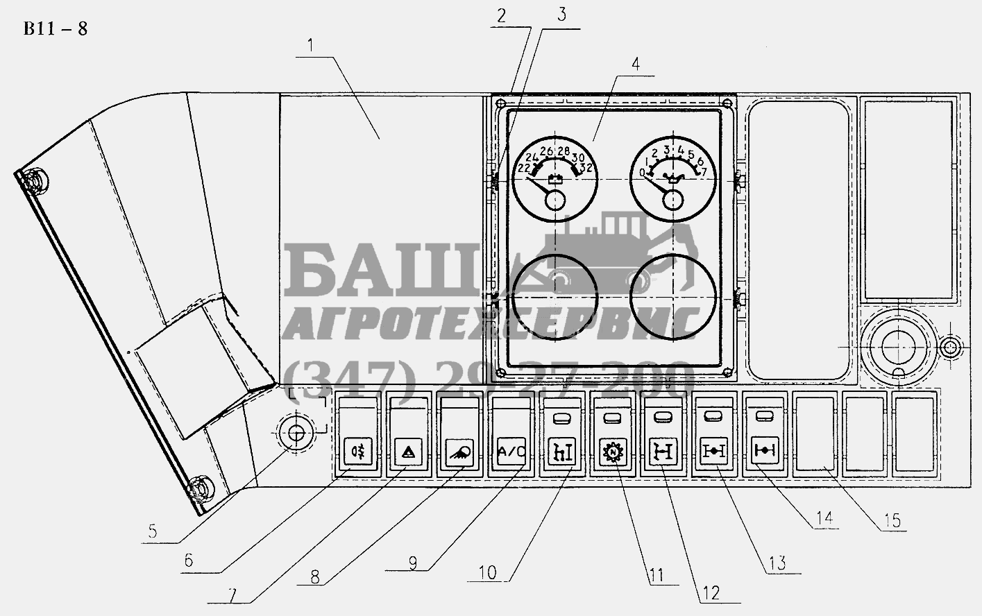 CAN MAIN CIRCUIT ELECTRICAL DASHBOARD II (B11-8) Sinotruk 4x2 Tractor (371)
