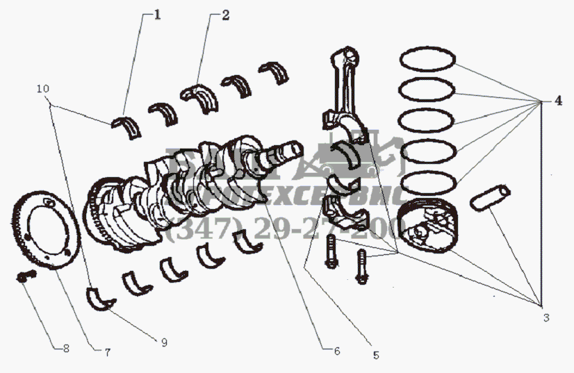 Crankshaft and piston rod LF-7162 
