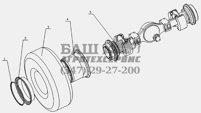 Wheel rim, drive axle and tire assembly CDM 520A (K)